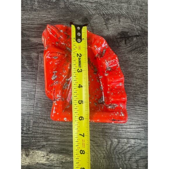 Vintage MCM Ashtray Trinket TROJAN HORSE HEAD~Ceramic Speckled Cherry Red Atomic - Picture 2 of 13